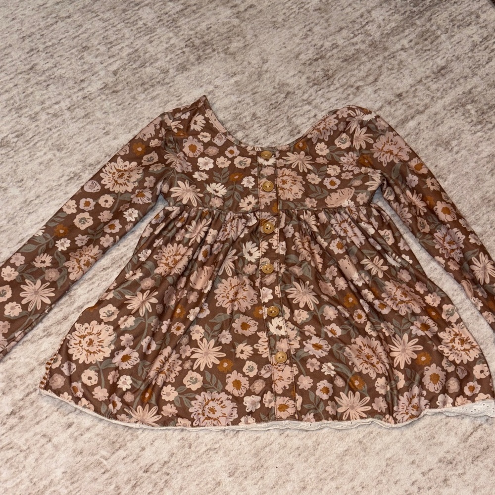 Cheeky Plum Floral Brown Kids Blouse